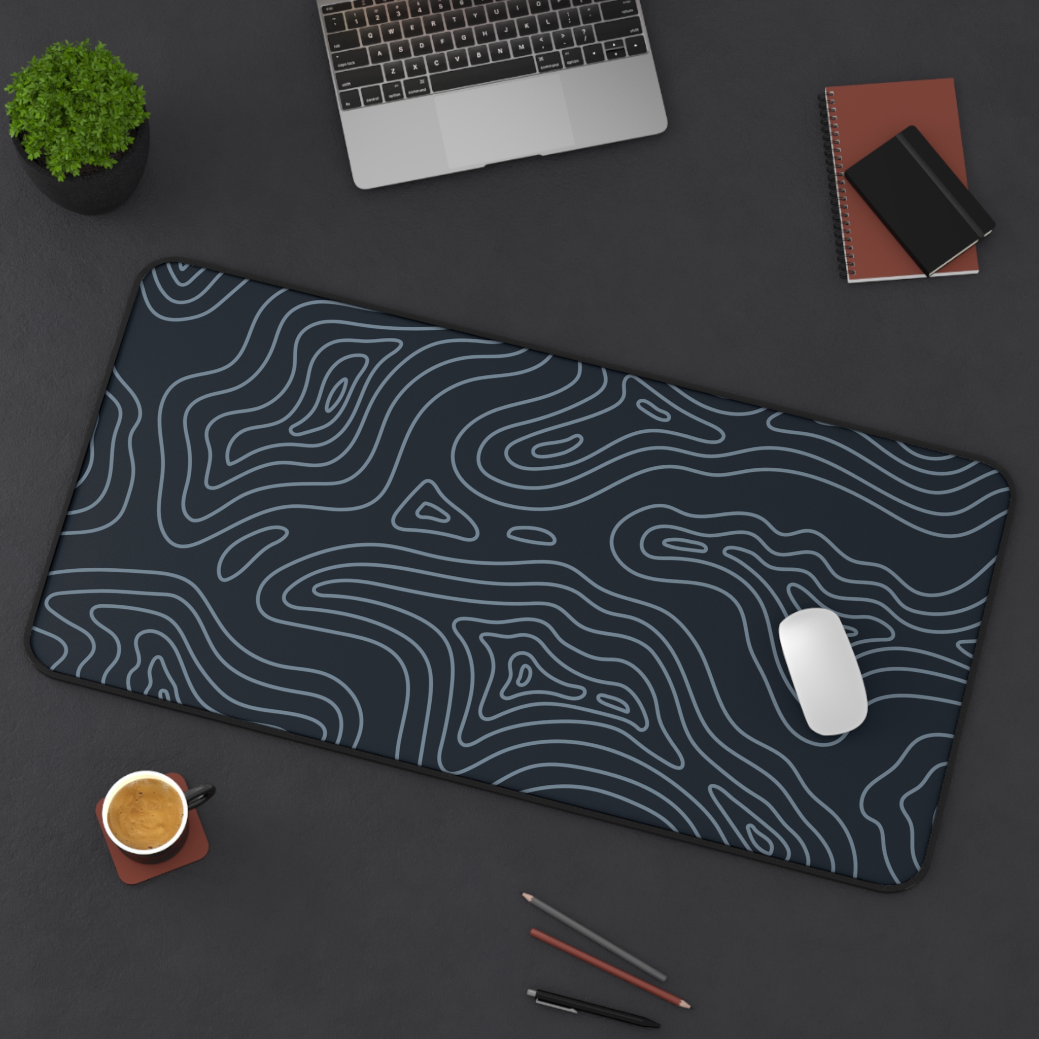 Midnight Topographic Desk Mat — Contour Pattern Mousepad for Office & Gaming - Image 14