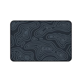 Midnight Topographic Desk Mat — Contour Pattern Mousepad for Office & Gaming
