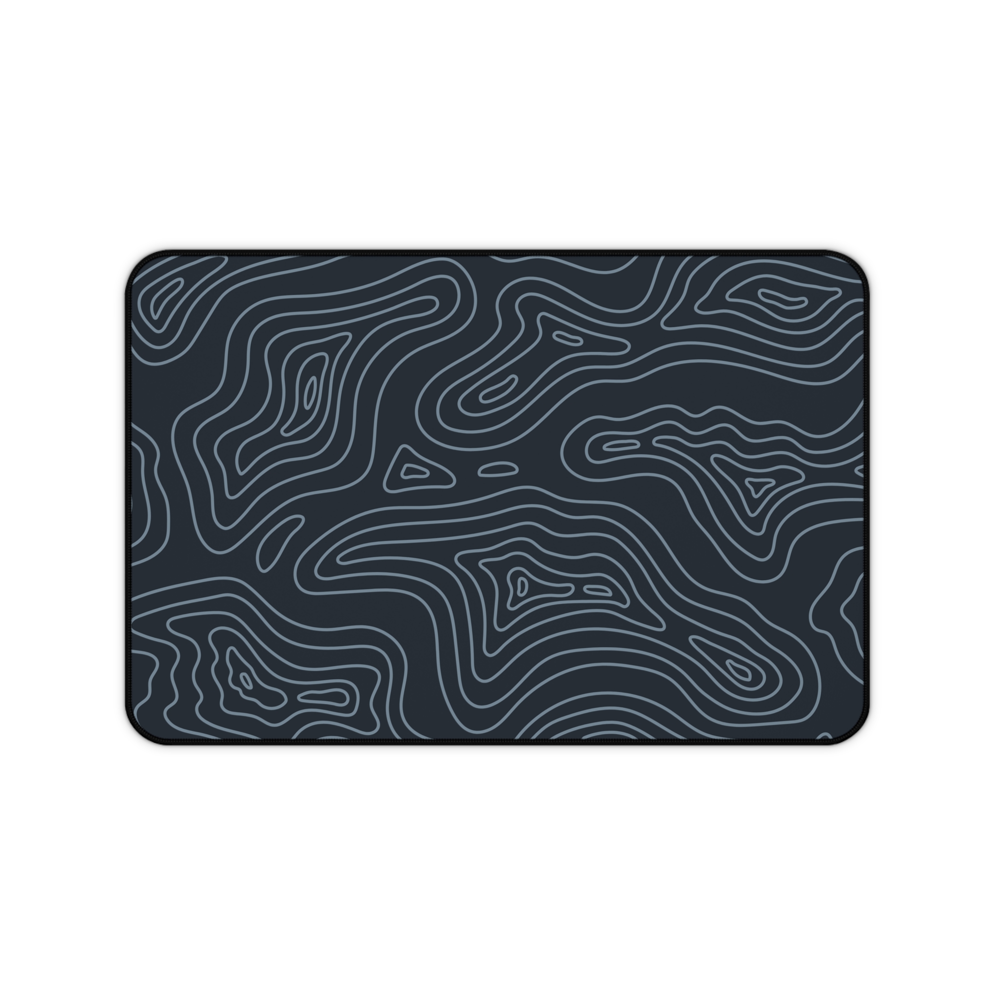 Midnight Topographic Desk Mat — Contour Pattern Mousepad for Office & Gaming