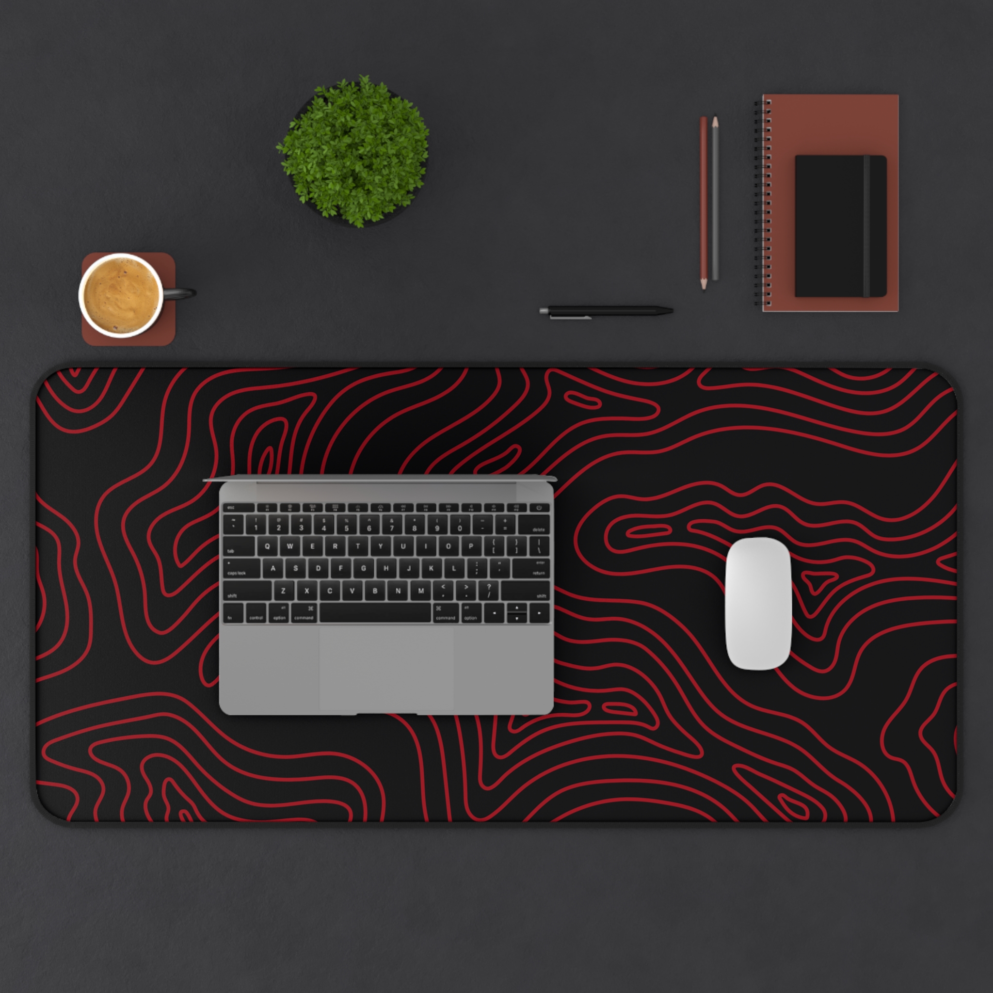 Ruby Topographic Desk Mat — Contour Pattern Mousepad for Office & Gaming - Image 13