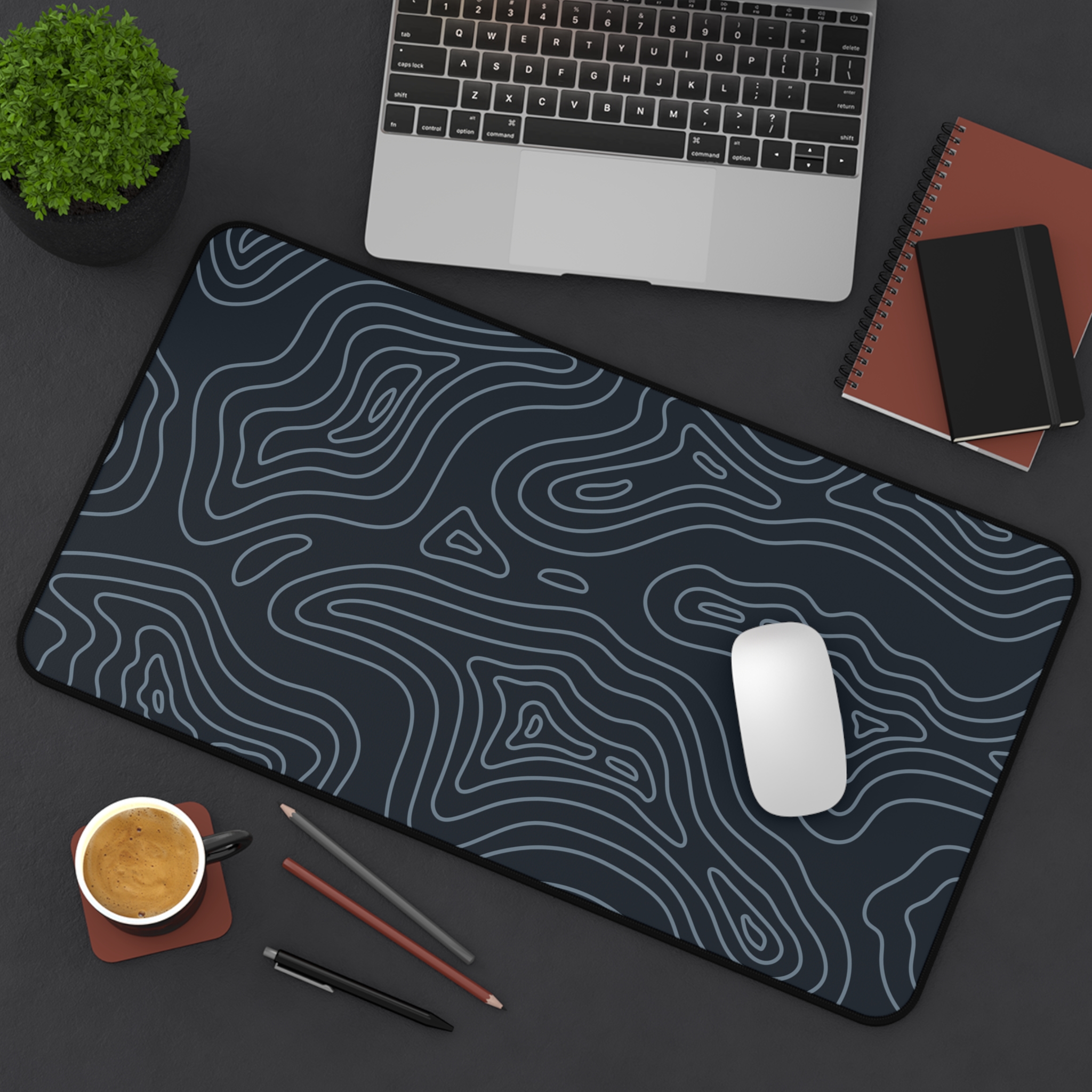 Midnight Topographic Desk Mat — Contour Pattern Mousepad for Office & Gaming - Image 9