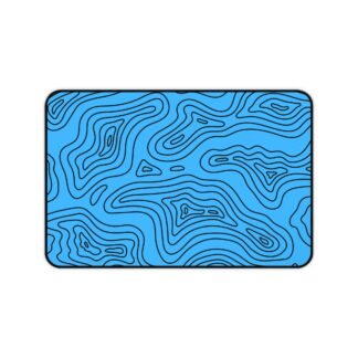 Blue Topographic Desk Mat — Contour Pattern Mousepad for Office & Gaming