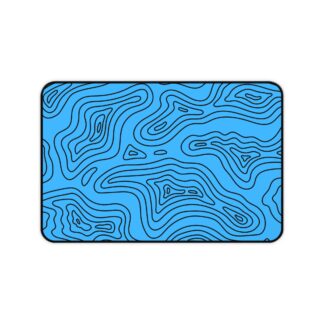 Blue Topographic Desk Mat — Contour Pattern Mousepad for Office & Gaming