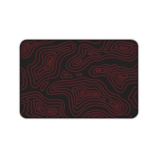 Ruby Topographic Desk Mat — Contour Pattern Mousepad for Office & Gaming