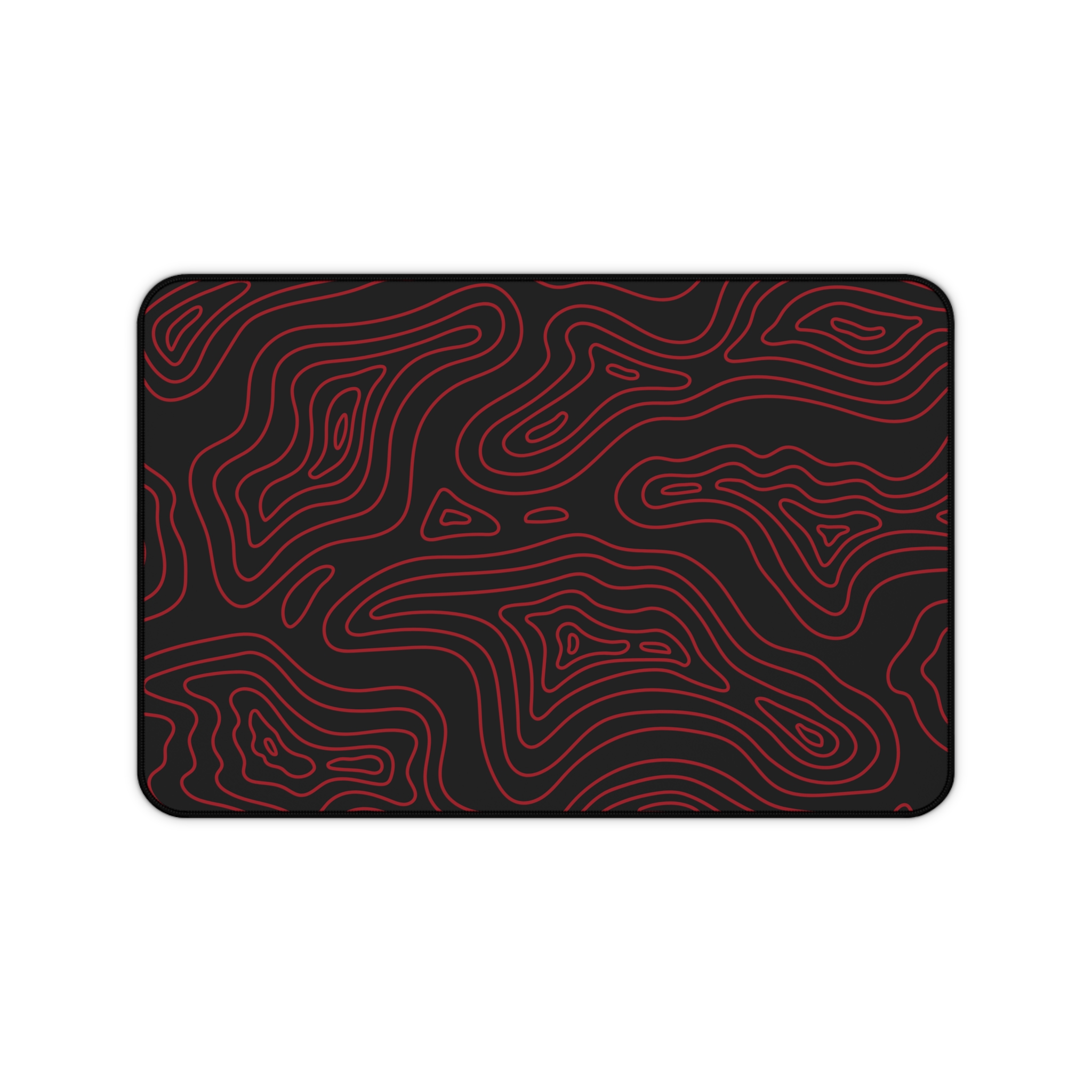 Ruby Topographic Desk Mat — Contour Pattern Mousepad for Office & Gaming