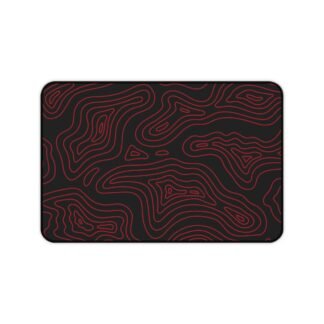 Ruby Topographic Desk Mat — Contour Pattern Mousepad for Office & Gaming