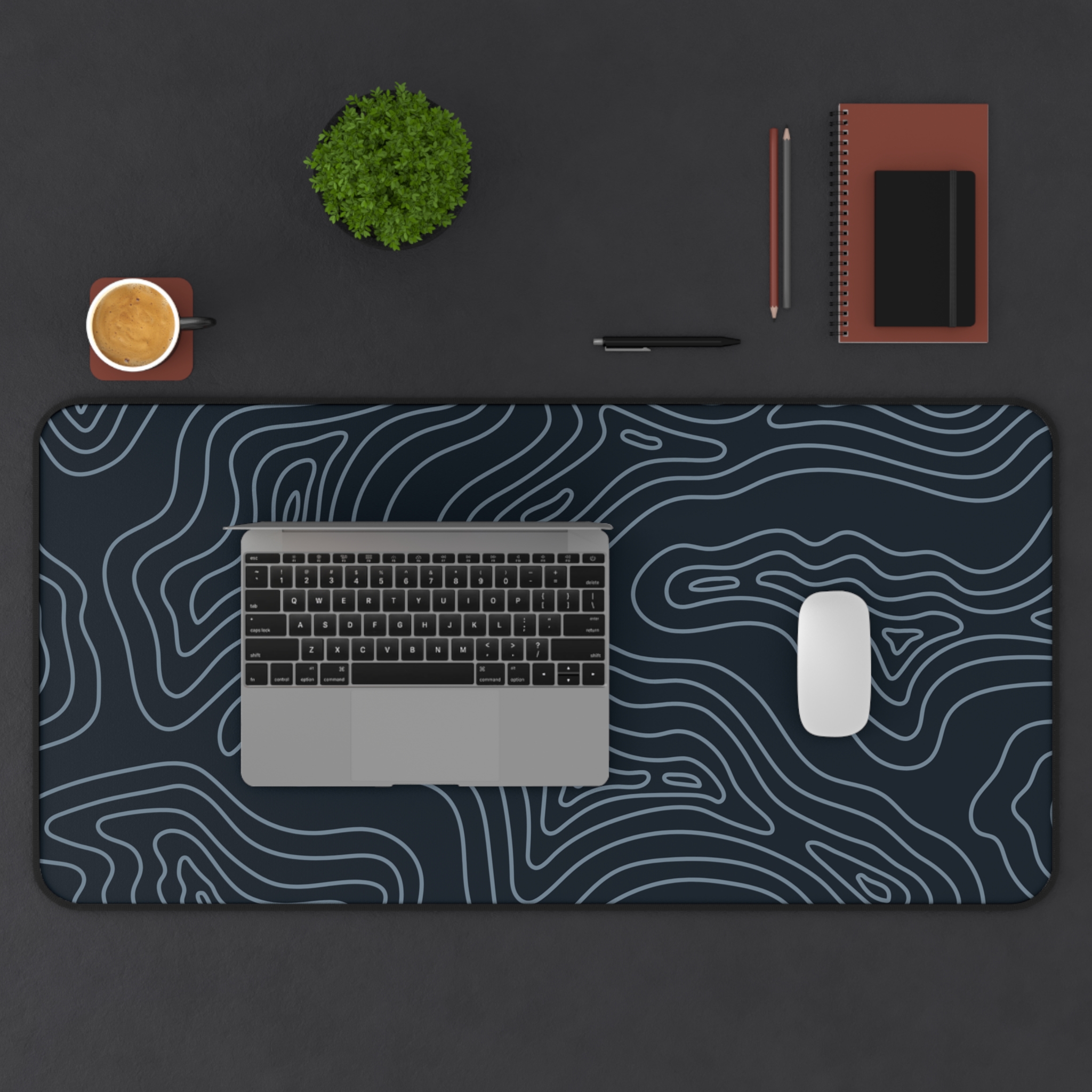 Midnight Topographic Desk Mat — Contour Pattern Mousepad for Office & Gaming - Image 13