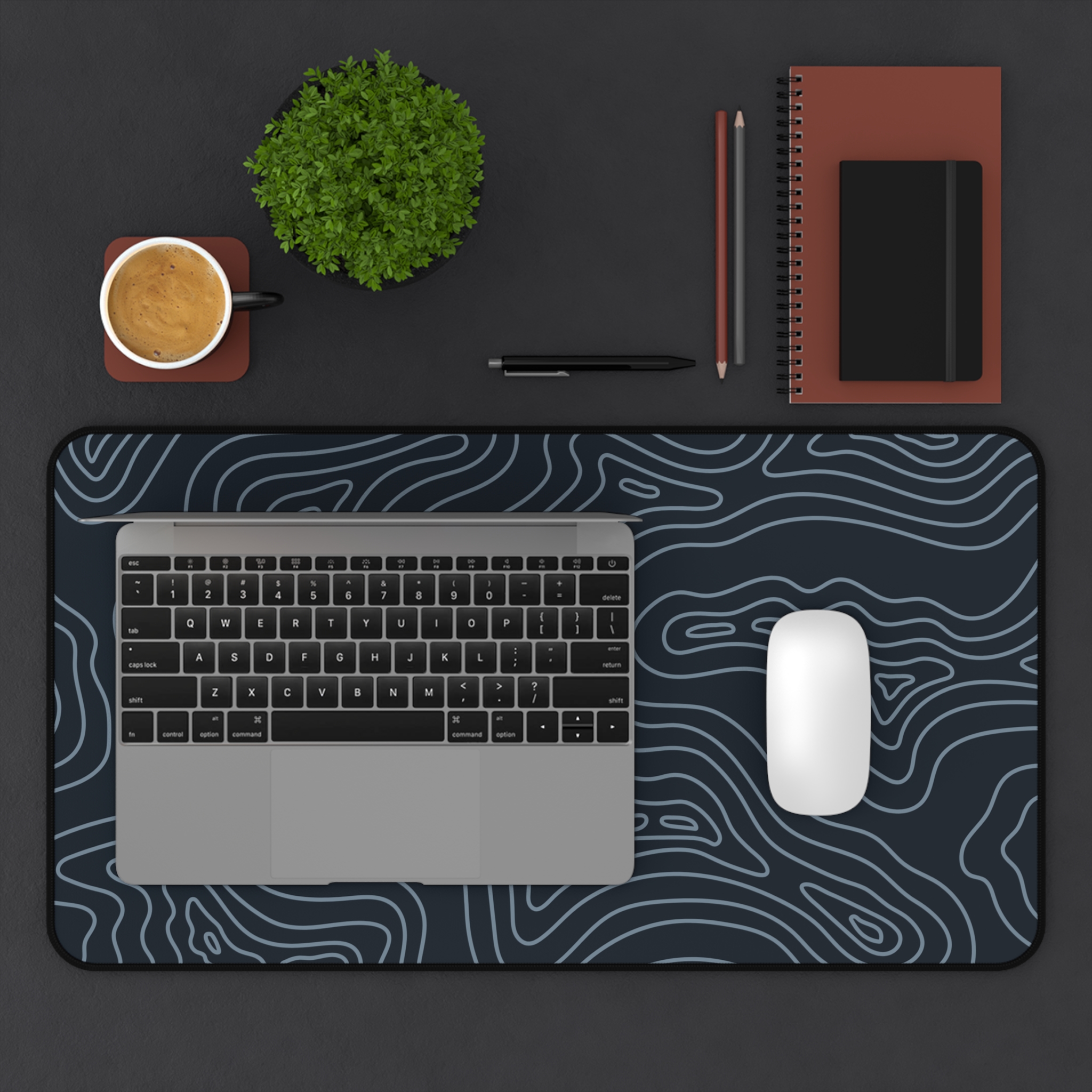 Midnight Topographic Desk Mat — Contour Pattern Mousepad for Office & Gaming - Image 8