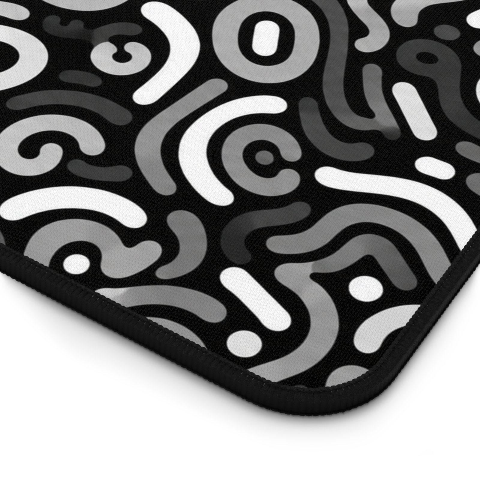 Abstract Monochrome Desk Mat — Black & White Doodle Pattern Mousepad - Image 5