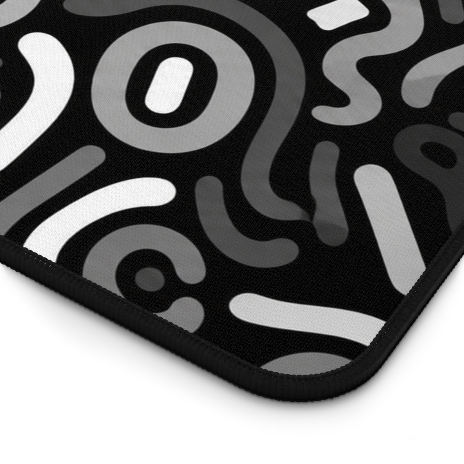 Abstract Monochrome Desk Mat — Black & White Doodle Pattern Mousepad - Image 10