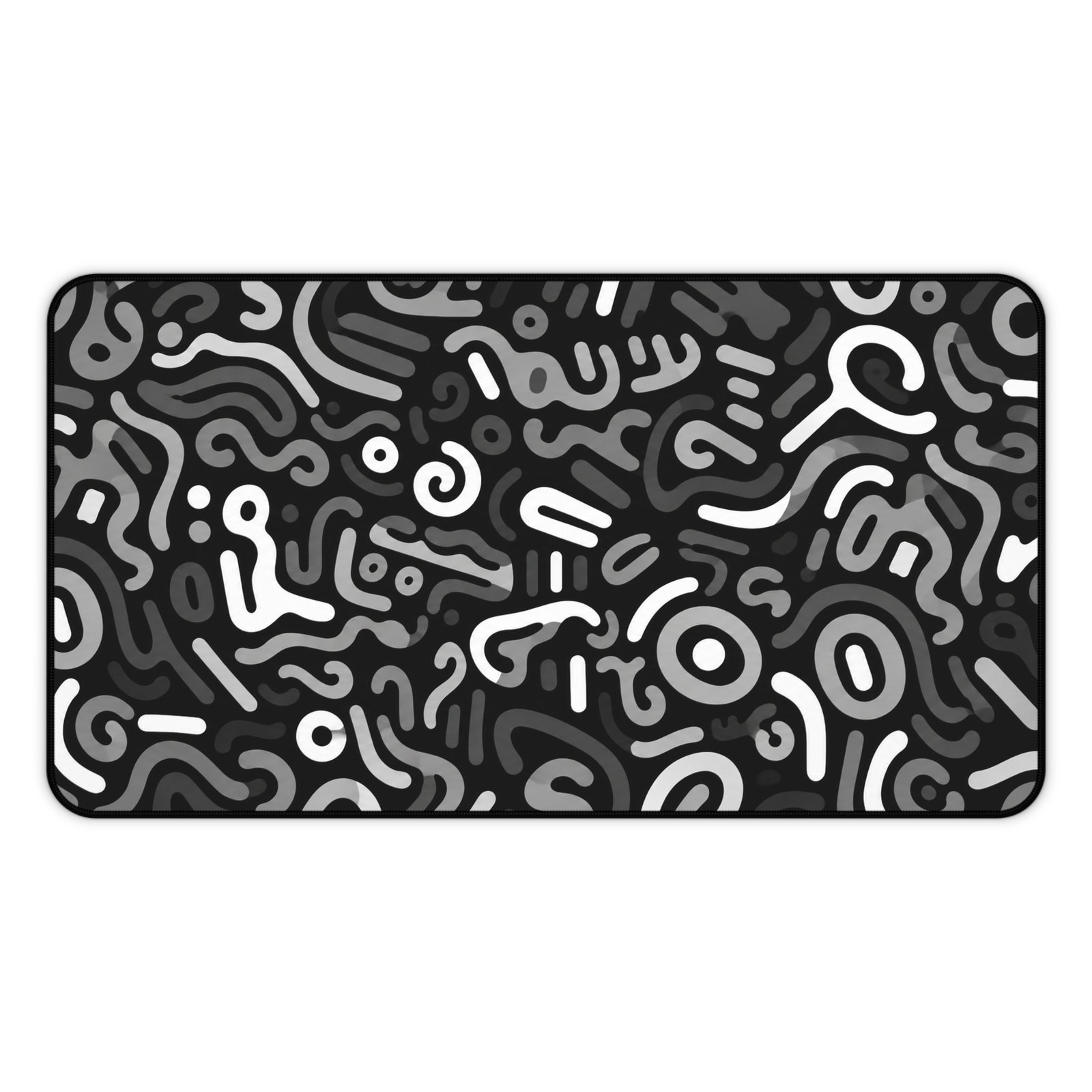 Abstract Monochrome Desk Mat — Black & White Doodle Pattern Mousepad - Image 6