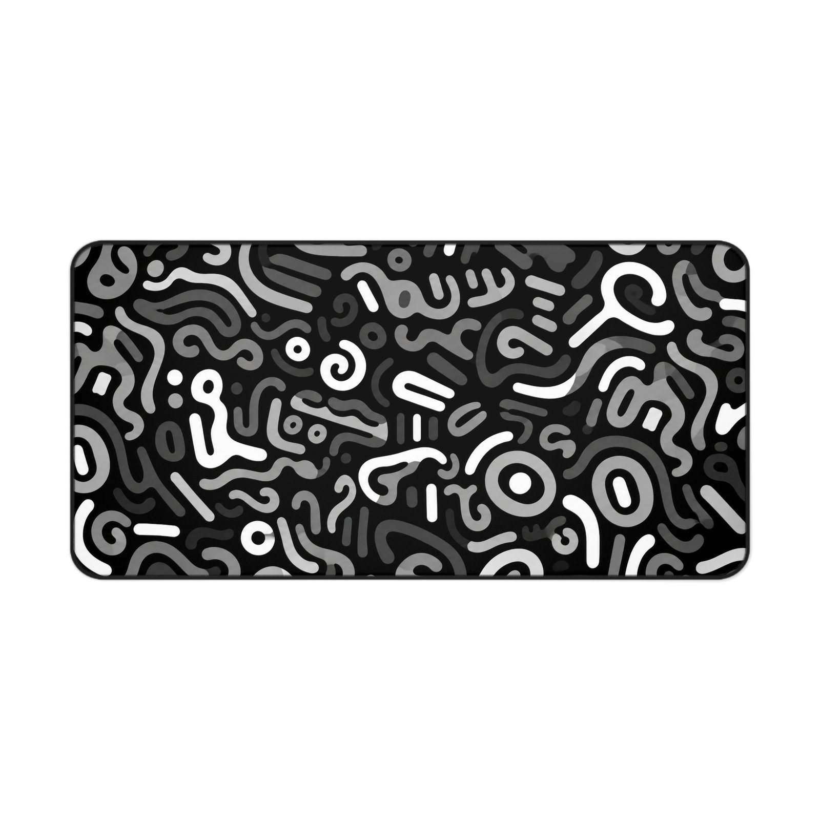 Abstract Monochrome Desk Mat — Black & White Doodle Pattern Mousepad - Image 11