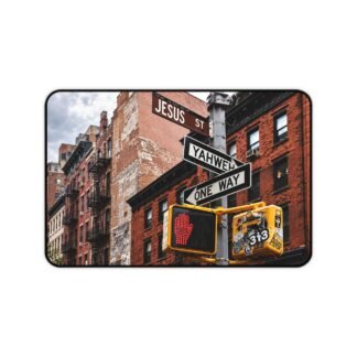 Urban Faith Desk Mat — Yahweh & Jesus Street Sign Office Mouse Pad